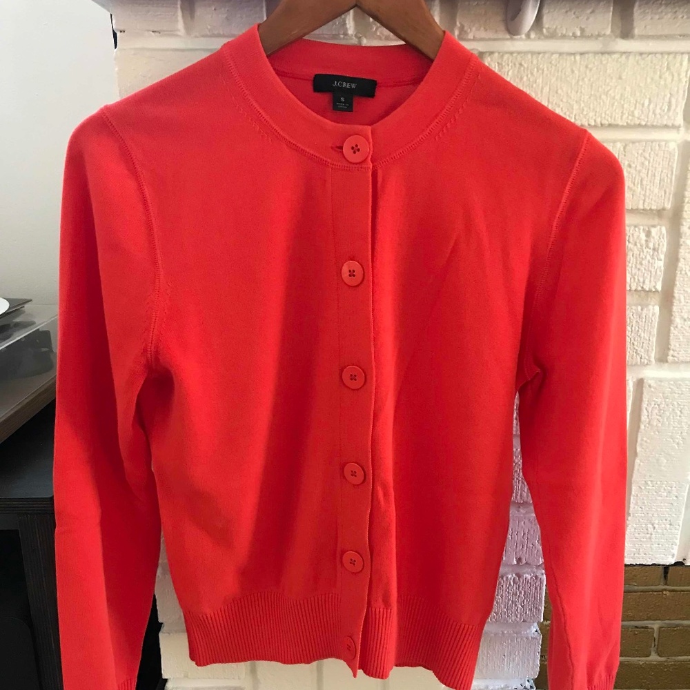 JCrew Orange Crepe Cardigan, small